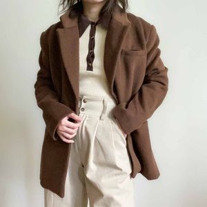 NWT Wool-blend oversized blazer pea coat in Chocolate